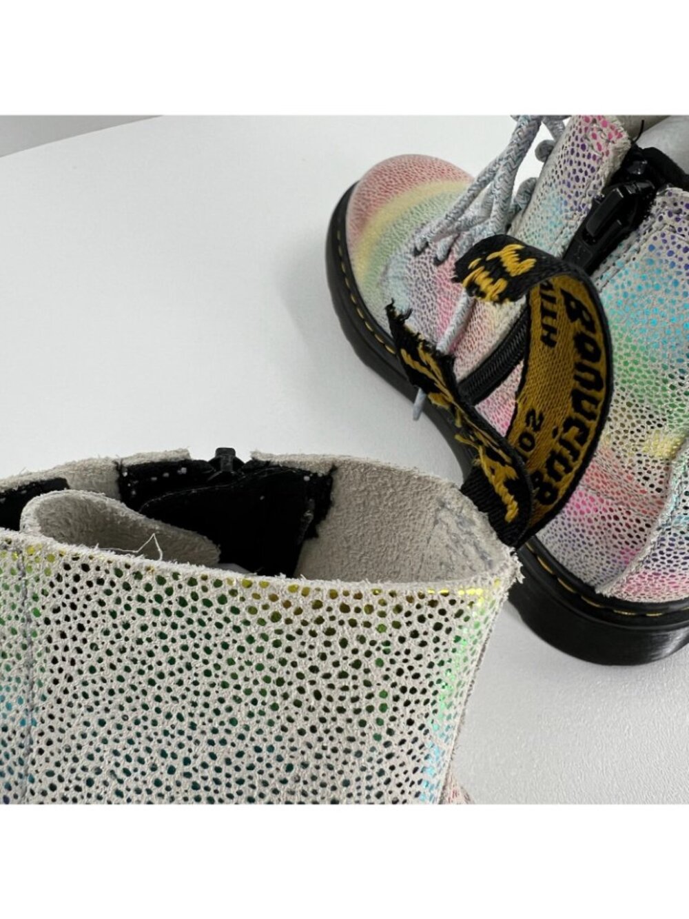 Dr Martens AirWair 1460 Pascal J Boots Kids US 2 Zip Leather Rainbow Iridescent - Picture 11 of 15